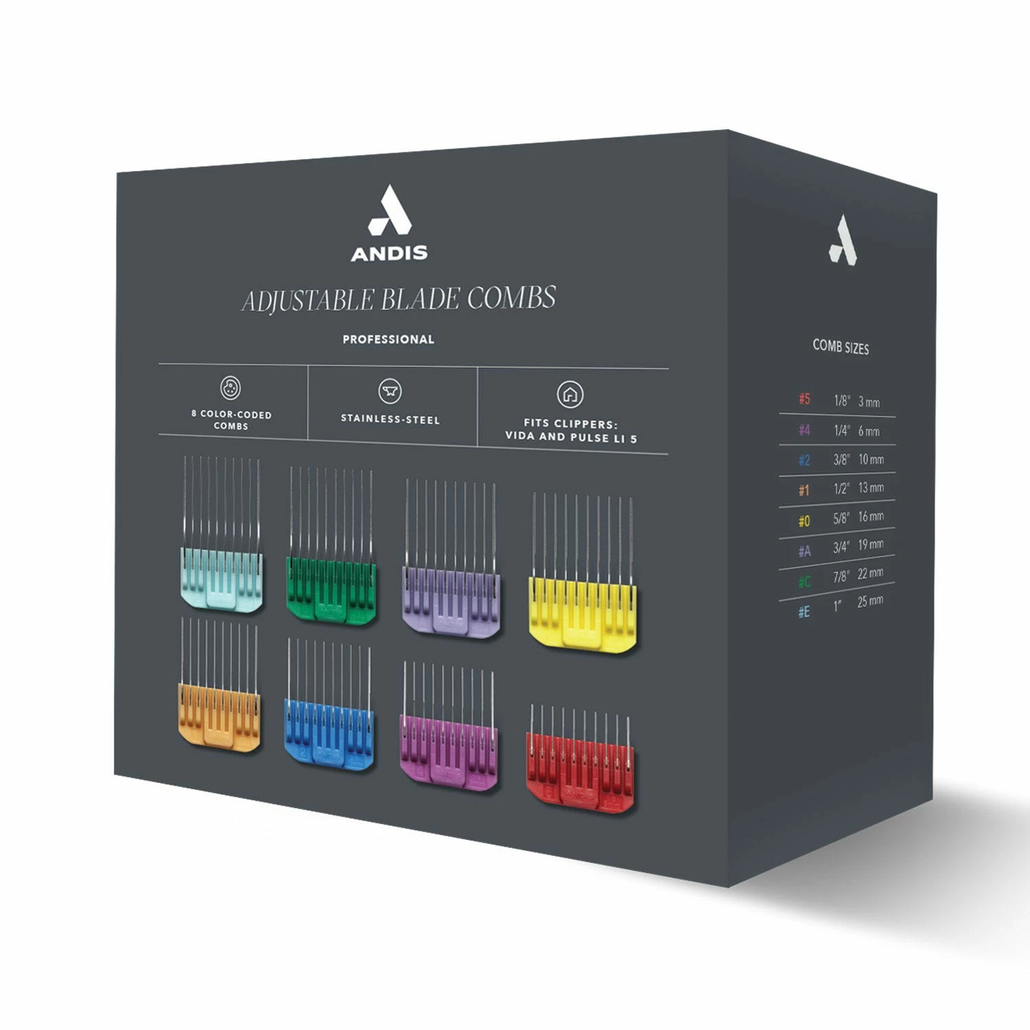 Andis Stainless Steel Adjustable Guide Comb Set, 8 Pcs 4 Andis Stainless Steel Adjustable Guide Comb Set, 8 Pcs - Image 4